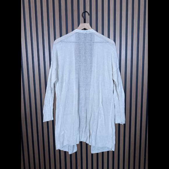 Eileen Fisher Cardigan Medium Full Length Open Front Italian Organic Linen - Picture 2 of 7